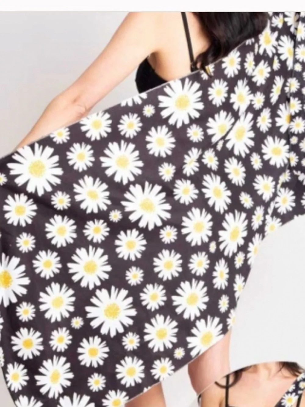 Daisy Print Black 2 in 1 Beach Towel - Women Swim